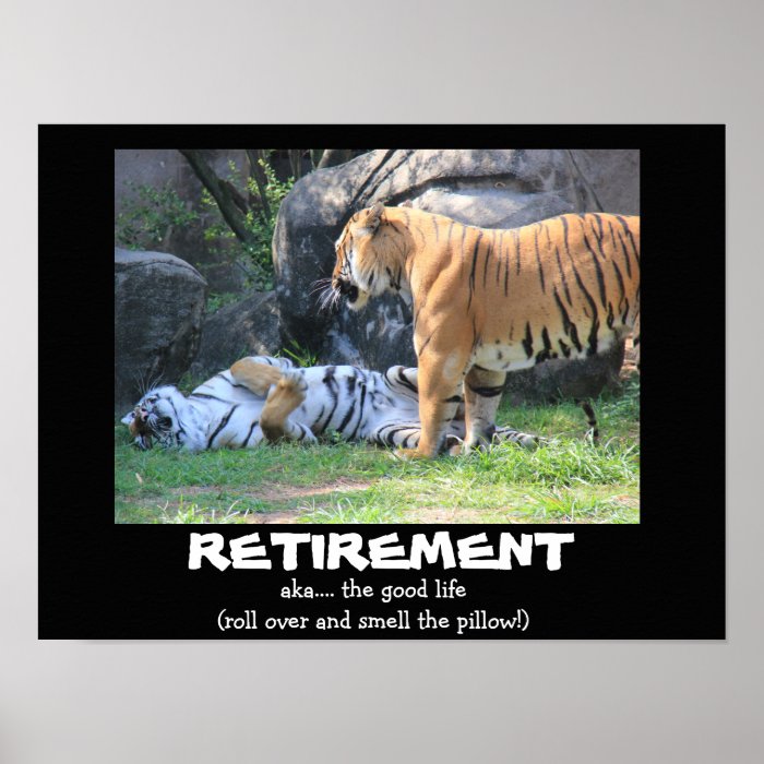 Funny Sleeping Tiger (16x12), RETIREMENT Poster