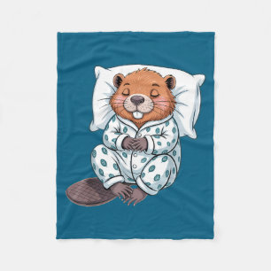 Funny Sleepy Beaver Pajama Women Men Kids Boys And Fleece Blanket