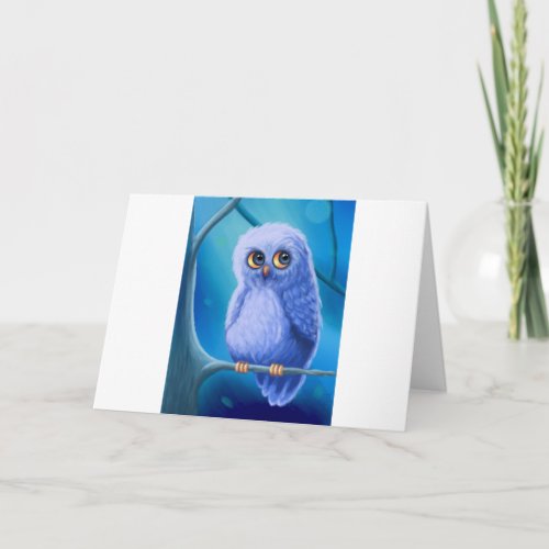 Funny Sleepy Blue Owl Card