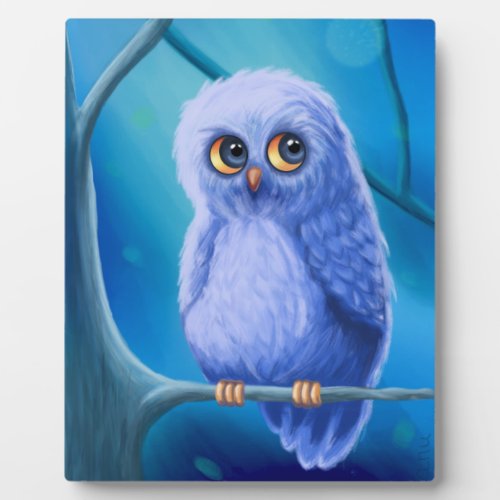 Funny Sleepy Blue Owl Plaque