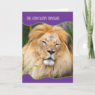 Funny Sleepy Lion Birthday Card
