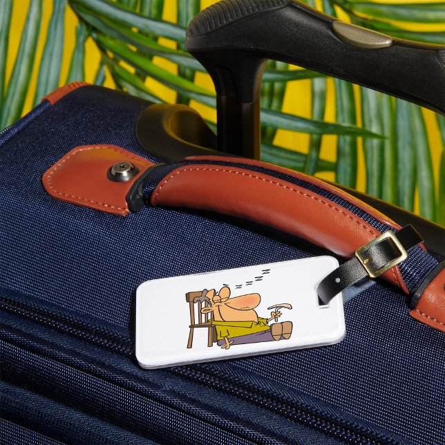 Funny Sleepy Man Napping with Sandwich  Luggage Tag (Creator Uploaded)