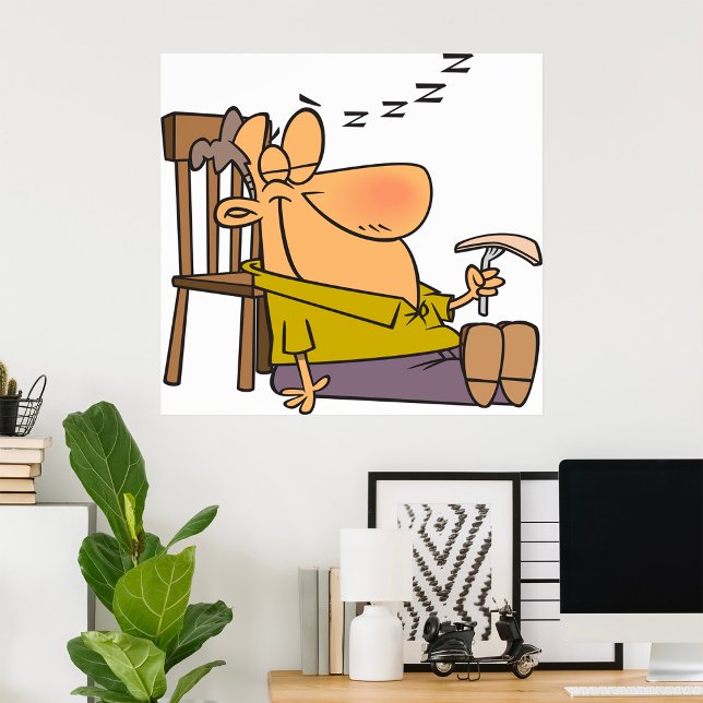 Funny Sleepy Man Napping with Sandwich  Poster (Creator Uploaded)
