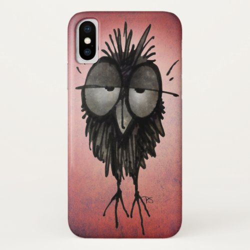Funny Sleepy Owl on Pink iPhone X Case