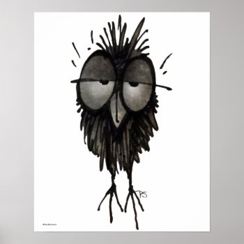 Funny Sleepy Owl Poster by StrangeStore at Zazzle