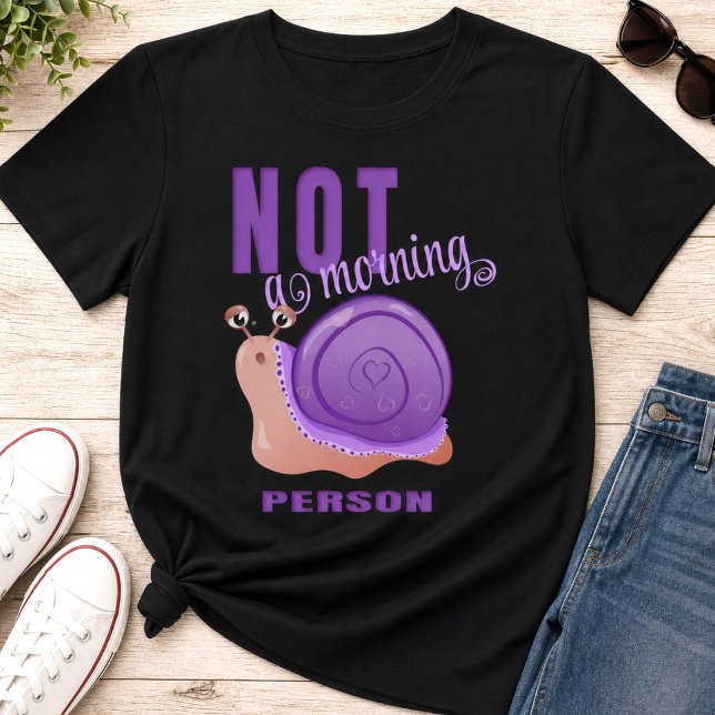 Funny Sleepy Snail With Purple Heart Shell T-Shirt (Snail mornings made stylish. A cute original design for slow risers.)