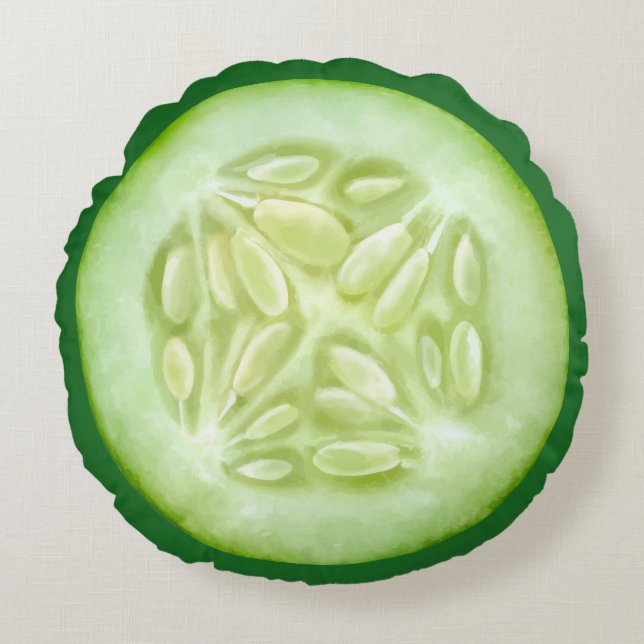 Funny Slice Of Cucumber Round Pillow (Front)