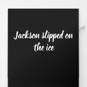 Funny Slipped on Ice Engagement Tri-Fold Holiday Card