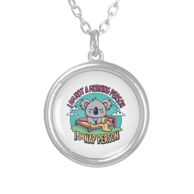 funny slogan silver plated necklace (Front)