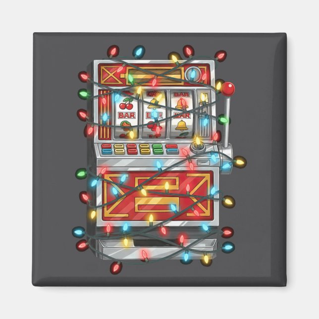 Funny Slot Machine Christmas Graphics Lights Lover Magnet (Front)