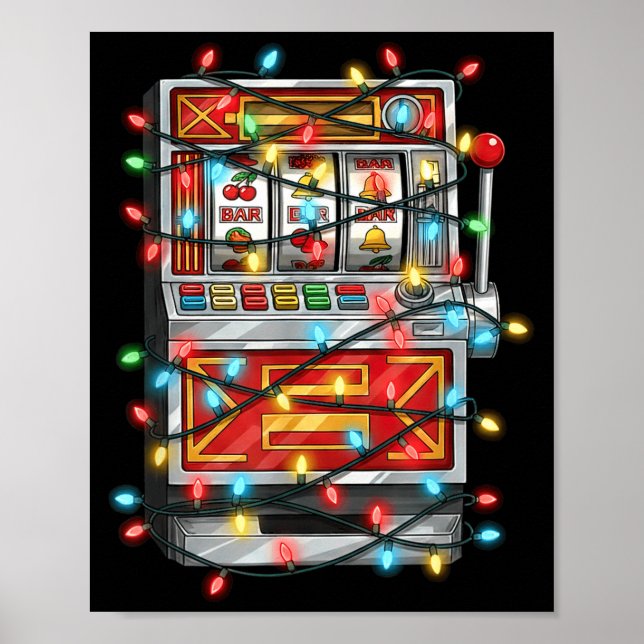 Funny Slot Machine Christmas Graphics Lights Lover Poster (Front)