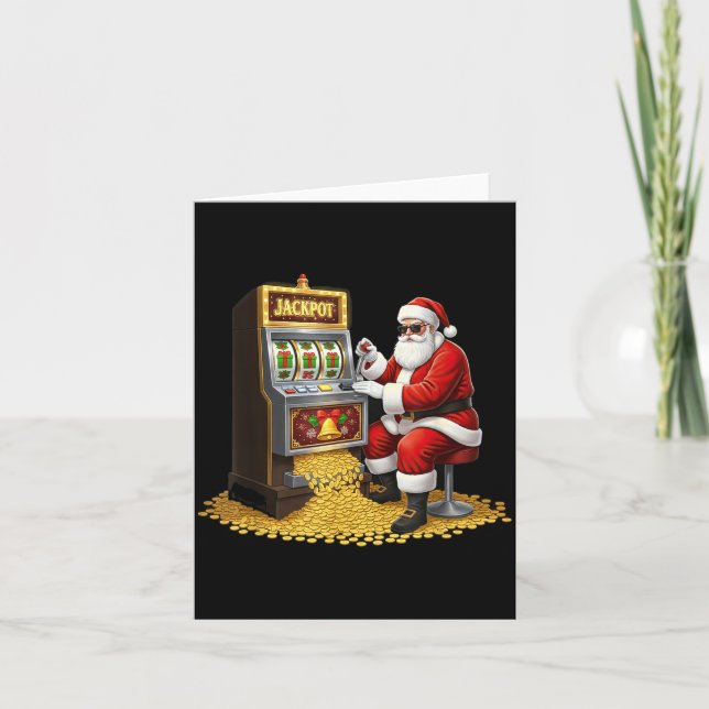 Funny Slot Machine Santa Christmas Graphic Casino  Card (Front)