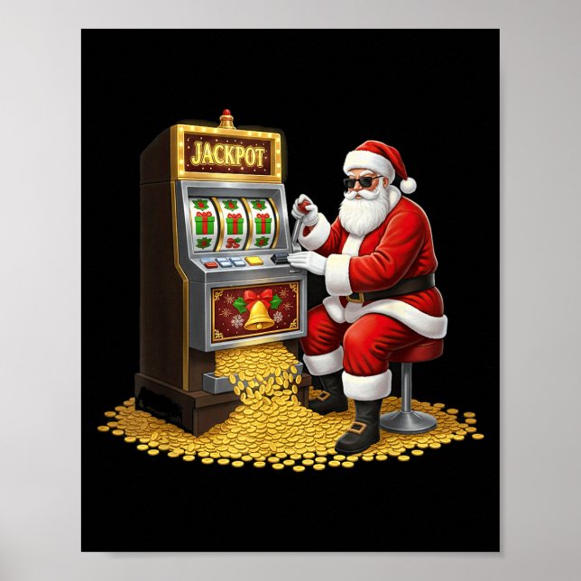 Funny Slot Machine Santa Christmas Graphic Casino  Poster (Front)