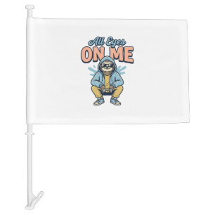 Funny Sloth All Eyes On Me Vintage Vector Design_1 Car Flag