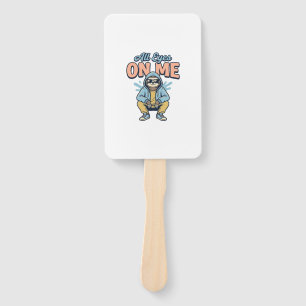 Funny Sloth All Eyes On Me Vintage Vector Design_1 Hand Fan