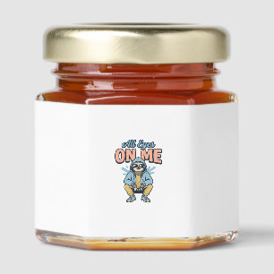 Funny Sloth All Eyes On Me Vintage Vector Design_1 Honey Jar Favors