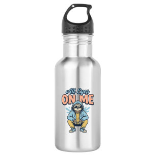 Funny Sloth All Eyes On Me Vintage Vector Design_1 Stainless Steel Water Bottle