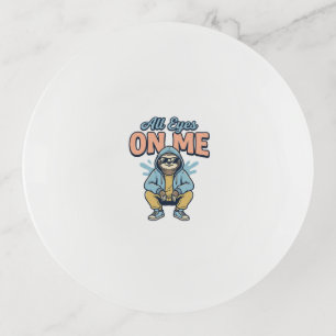 Funny Sloth All Eyes On Me Vintage Vector Design_1 Trinket Tray