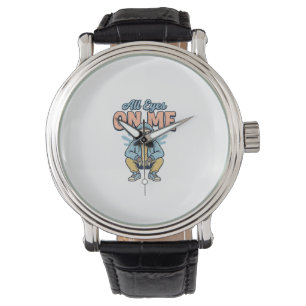 Funny Sloth All Eyes On Me Vintage Vector Design_1 Watch
