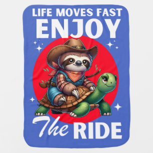 Funny sloth and cowboy turtle shirts   sloth baby blanket