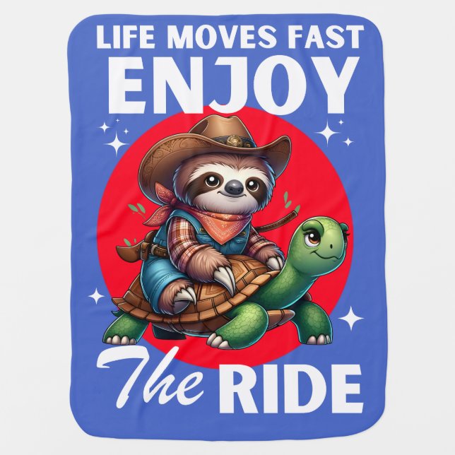 Funny sloth and cowboy turtle shirts | sloth baby blanket (Front)