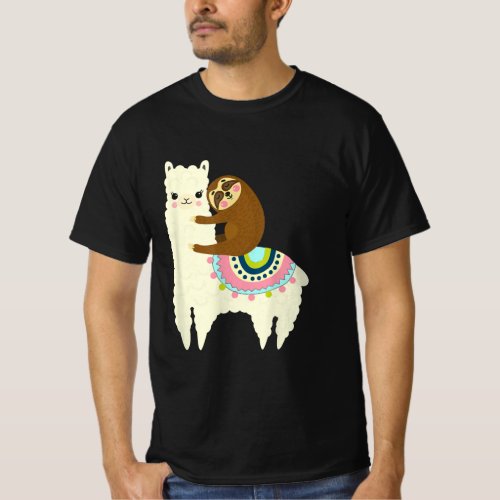 Funny sloth and llama T_Shirt
