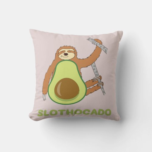 Funny Sloth Avocado Slothocado Throw Pillow