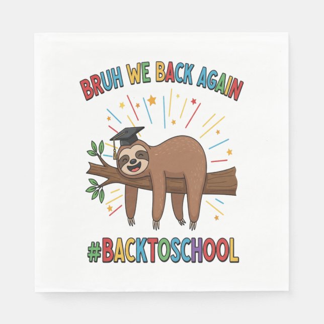 Funny Sloth Back to School Napkins (Front)