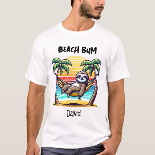 Funny Sloth Beach Bum Mens T_Shirt