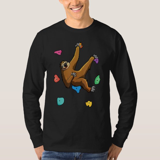 Funny Sloth Bouldering Men Women Kids Rock Climber T-Shirt (Front)