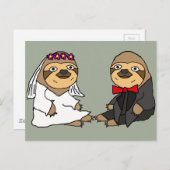 Funny Sloth Bride and Groom Wedding Postcard (Front/Back)