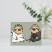 Funny Sloth Bride and Groom Wedding Postcard (Standing Front)