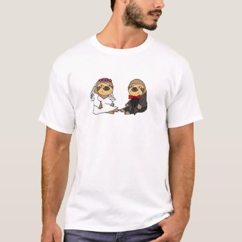 Funny Sloth Bride And Groom Wedding T-shirt by AllSmilesWeddings at Zazzle