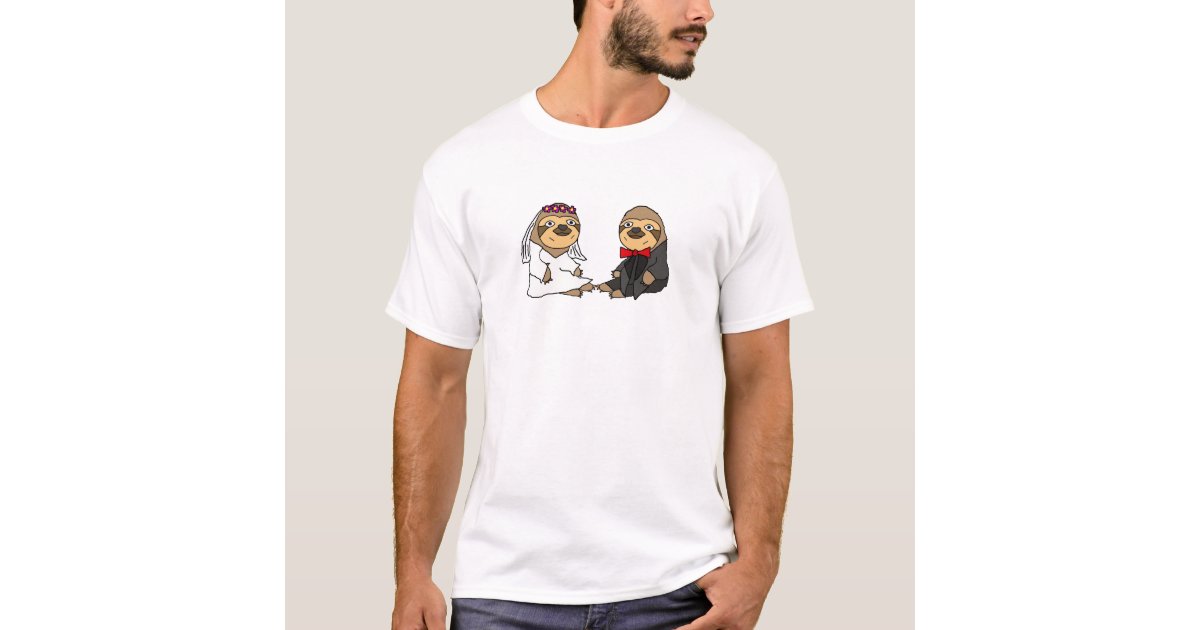 Funny Sloth Bride and Groom Wedding T-Shirt | Zazzle