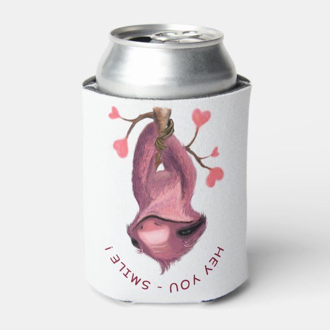 Funny Sloth Can Cooler Smile - Custom Text (Can Front)