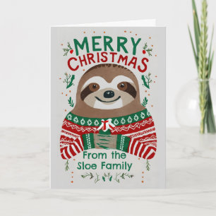 Funny Sloth Christmas Card