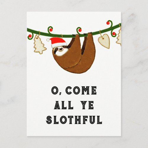 funny sloth Christmas holiday card