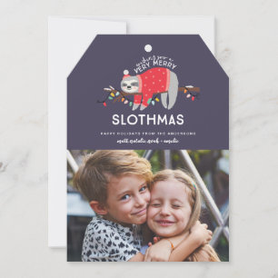 Funny sloth Christmas Holiday Card