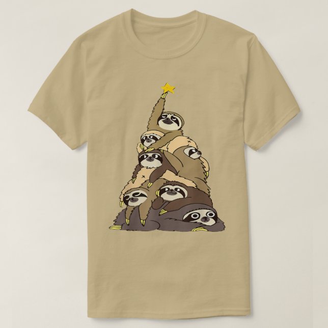 Funny Sloth Christmas Tree Pajama Merry Slothmas  T-Shirt (Design Front)