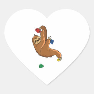 Funny Sloth Climbing Bouldering Rocks T-Shirt Heart Sticker