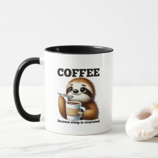 Funny sloth coffee sleep word art  mug