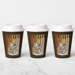 Funny sloth coffee word art paper cups