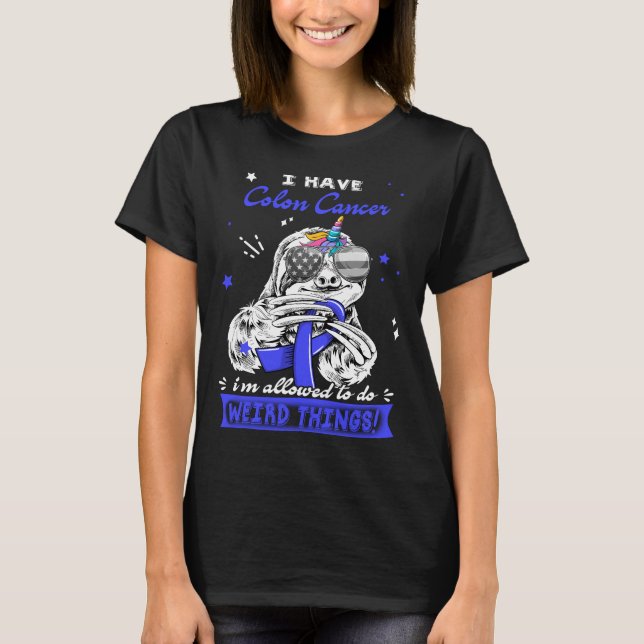 Funny Sloth Colon Cancer Warrior T-Shirt (Front)