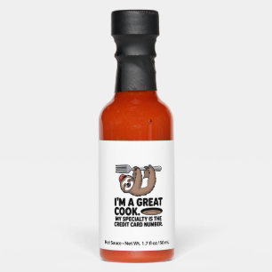 Funny Sloth Cook Hanging on a Fork Hot Sauces