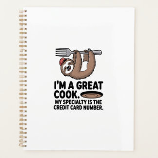 Funny Sloth Cook Hanging on a Fork Planner