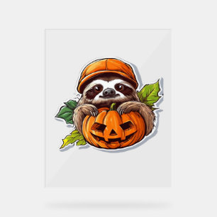 Funny Sloth eating Pizza, Kawaii Animal Lover Clas Acrylic Sign