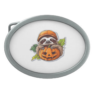 Funny Sloth eating Pizza, Kawaii Animal Lover Clas Belt Buckle