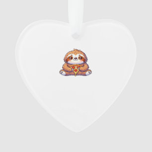 Funny Sloth eating Pizza, Kawaii Animal Lover Clas Ornament