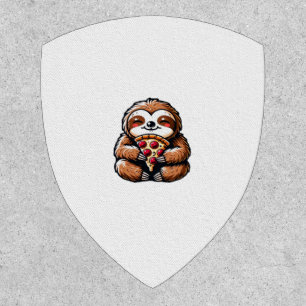 Funny Sloth eating Pizza, Kawaii Animal Lover Clas Patch