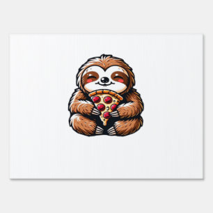 Funny Sloth eating Pizza, Kawaii Animal Lover Clas Sign